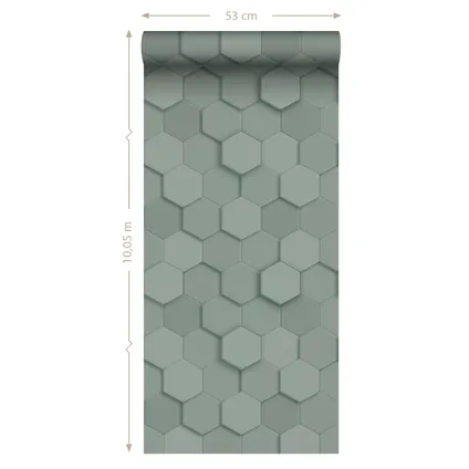 Origin Wallcoverings eco-texture vliesbehangpapier 3d hexagon motief vergrijsd groen 8