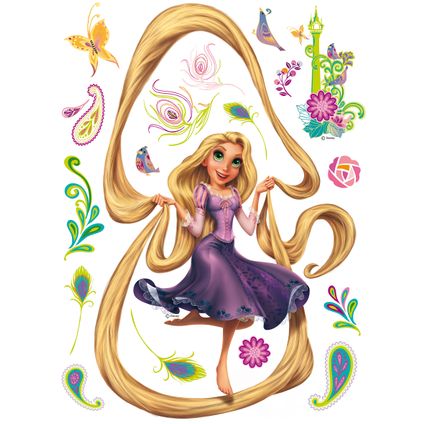 Disney muursticker Rapunzel paars en geel - 65 x 85 cm - 600189