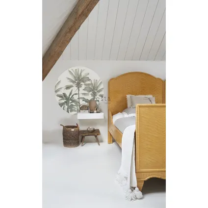ESTAhome papier peint panoramique rond adhésif palmiers beige clair et vert grisé - Ø 70 cm - 158983 7