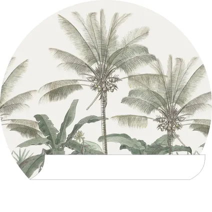 ESTAhome papier peint panoramique rond adhésif palmiers beige clair et vert grisé - Ø 70 cm - 158983 8