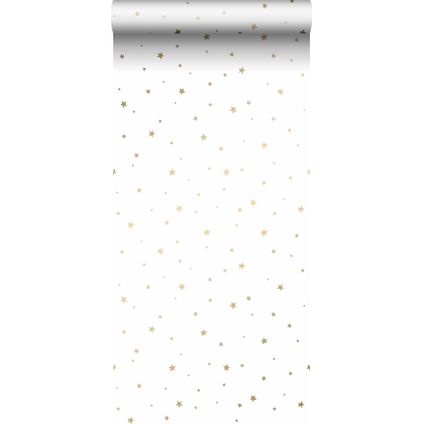 ESTAhome behang sterretjes wit en goud - 0,53 x 10,05 m - 139259