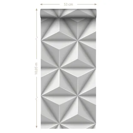 Origin Wallcoverings eco-texture vliesbehangpapier grafisch 3D motief lichtgrijs 8