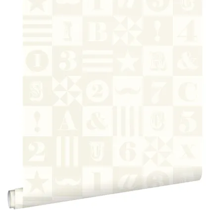 ESTAhome behang blokken glanzend wit - 53 cm x 10,05 m - 128714