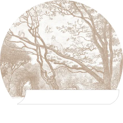 ESTAhome papier peint panoramique rond adhésif forêt avec des animaux de la forêt beige - Ø 70 cm 6