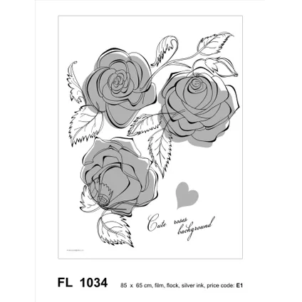 Sanders & Sanders muursticker bloemen grijs en wit - 65 x 85 cm - 600299