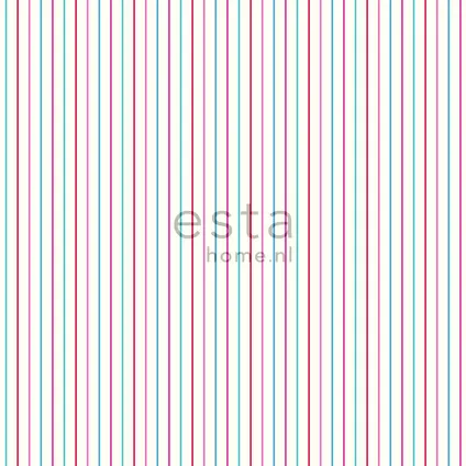 ESTAhome behangpapier strepen roze en turquoise - 53 cm x 10,05 m - 137305 7