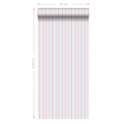 ESTAhome behangpapier strepen roze en turquoise - 53 cm x 10,05 m - 137305 8