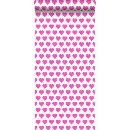 ESTAhome behangpapier harten roze en wit - 53 cm x 10,05 m - 136812
