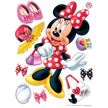 Disney sticker mural Minnie Mouse rouge, blanc et jaune - 65 x 85 cm - 600100