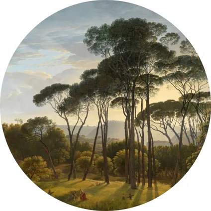ESTAhome papier peint panoramique rond adhésif paysage italien vert foncé - Ø 70 cm - 158987