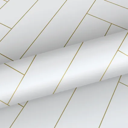 ESTAhome papier peint chevron blanc et or - 0,53 x 10,05 m - 139308 9
