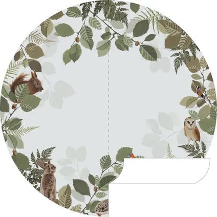 ESTAhome papier peint panoramique rond adhésif animaux de la forêt vert et marron - Ø 140 cm 6