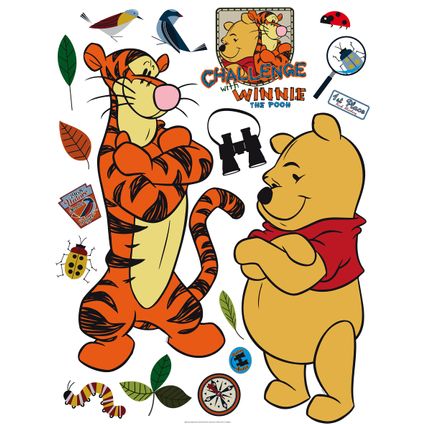 Disney sticker mural Winnie l'ourson jaune, orange et rouge - 65 x 85 cm - 600192