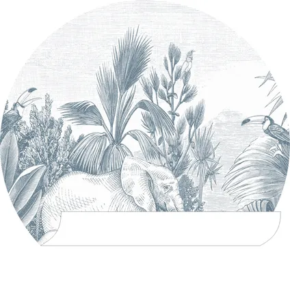 ESTAhome papier peint panoramique rond adhésif jungle bleu - Ø 70 cm - 159078 4