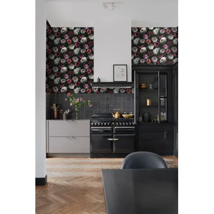 ESTAhome behangpapier bloemen roze, zwart en donkergroen - 0,53 x 10,05 m - 139168 3