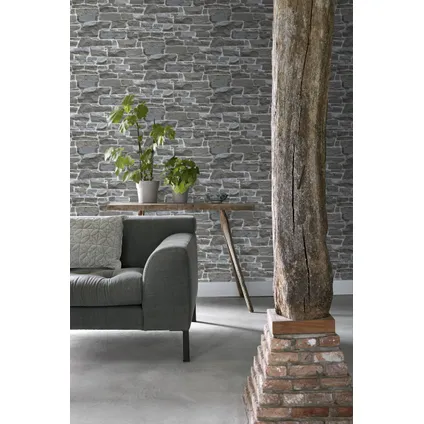 ESTAhome behangpapier stenen muur donkergrijs - 53 cm x 10,05 m - 138521 5