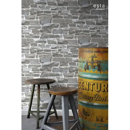 ESTAhome behangpapier stenen muur donkergrijs - 53 cm x 10,05 m - 138521 7
