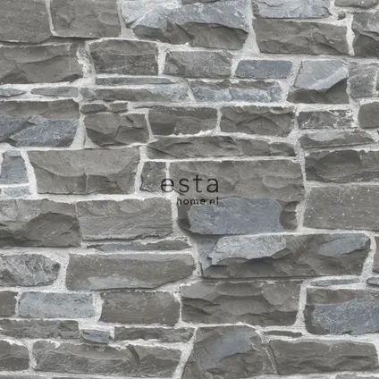 ESTAhome behangpapier stenen muur donkergrijs - 53 cm x 10,05 m - 138521 9