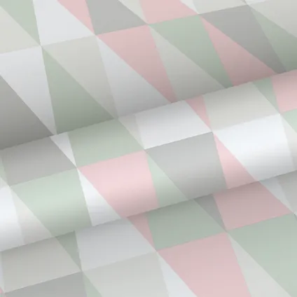 ESTAhome behang grafische driehoeken licht roze en mintgroen - 53 cm x 10,05 m 9