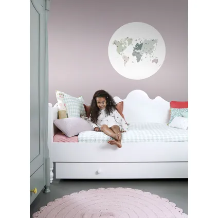ESTAhome zelfklevende behangcirkel wereldkaart voor kinderen mintgroen, grijs en roze 4