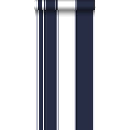 ESTAhome behangpapier strepen marine blauw - 53 cm x 10,05 m - 136417