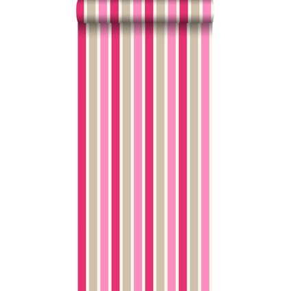 ESTAhome behang strepen roze en beige - 116513 - 53 cm x 10,05 m