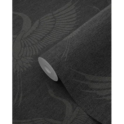 Origin Wallcoverings behangpapier kraanvogels donkergrijs - 0,53 x 10,05 m - 347760 9