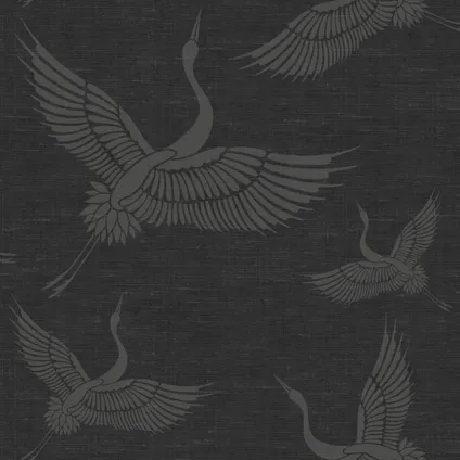Origin Wallcoverings behangpapier kraanvogels donkergrijs - 0,53 x 10,05 m - 347760 10