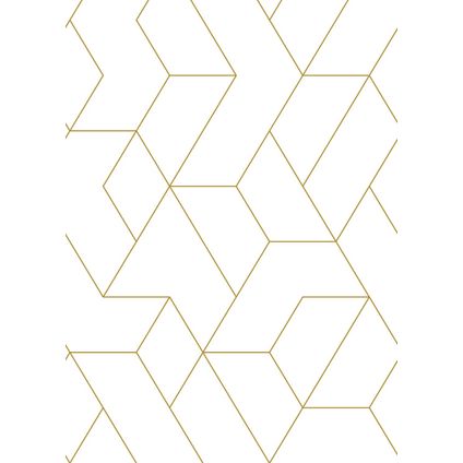 ESTAhome fotobehangpapier grafische lijnen wit en goud - 200 x 279 cm - 158962