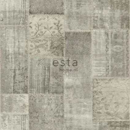 ESTAhome behang kelim patchwork taupe - 53 cm x 10,05 m - 148331 8
