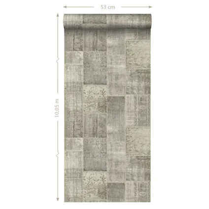 ESTAhome behang kelim patchwork taupe - 53 cm x 10,05 m - 148331 9