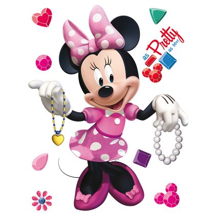 Disney muursticker Minnie Mouse roze, zwart en wit - 42,5 x 65 cm - 600125