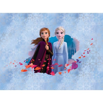 Disney fotobehangpapier Frozen Anna & Elsa blauw, paars en oranje - 360 x 270 cm