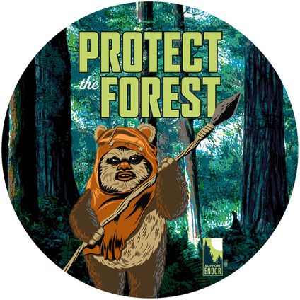 Komar papier peint panoramique rond adhésif Star Wars Protect the Forest multicolore - Ø 128 cm