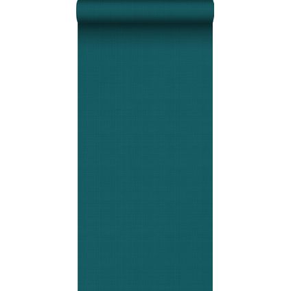 ESTAhome behangpapier linnenstructuur petrolblauw - 0,53 x 10,05 m - 139474