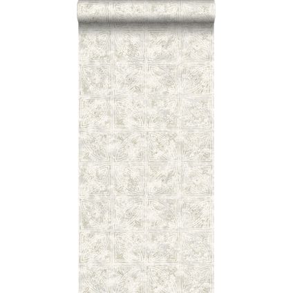 ESTAhome behangpapier tegelmotief donker beige - 53 cm x 10,05 m - 148338