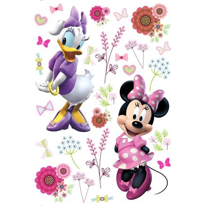 Disney muursticker Minnie Mouse & Katrien Duck roze en paars - 65 x 85 cm - 600173