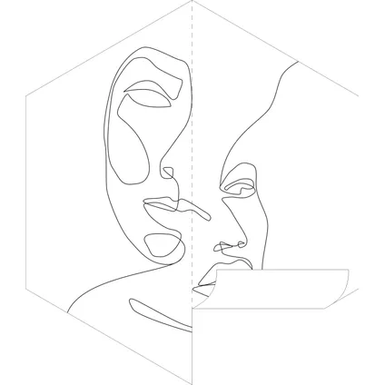 ESTAhome sticker mural visages Line Art noir et blanc - 140 x 161 cm - 159025 5