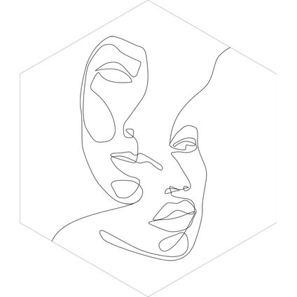 ESTAhome muursticker line art gezichten zwart wit - 70 x 81 cm - 159001