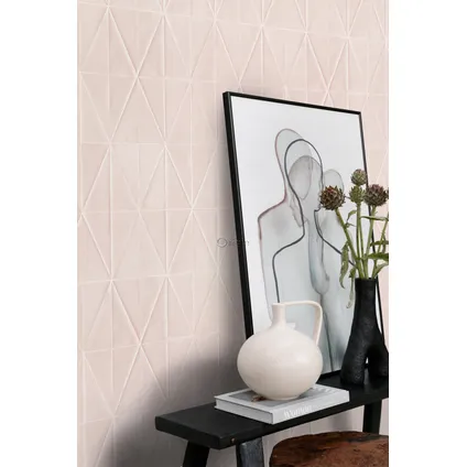 Origin Wallcoverings eco-texture vliesbehangpapier origami motief zacht roze 2