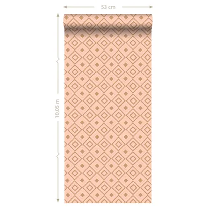 ESTAhome behang ruiten perzik roze en glanzend koper bruin - 0,53 x 10,05 m - 128828 9