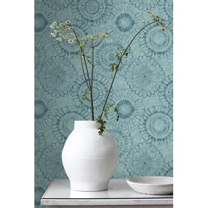 ESTAhome behangpapier bloemen aqua groen - 53 cm x 10,05 m - 148325 3