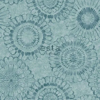 ESTAhome behangpapier bloemen aqua groen - 53 cm x 10,05 m - 148325 7
