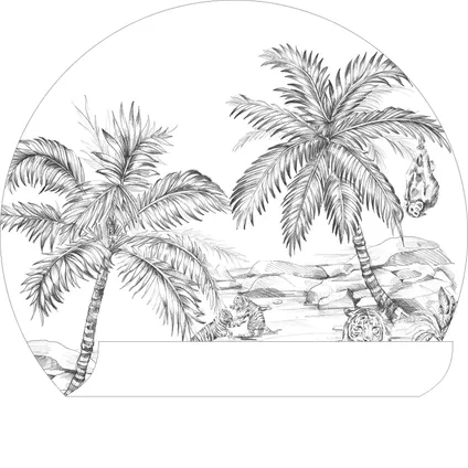 ESTAhome papier peint panoramique rond adhésif safari noir et blanc - Ø 70 cm - 158980 6