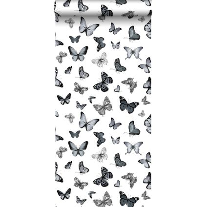 ESTAhome behangpapier vlinders zwart en wit - 53 cm x 10,05 m - 138512