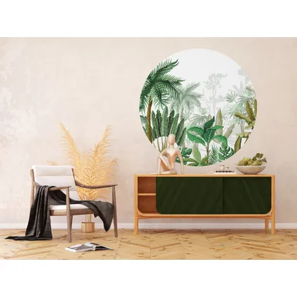 Sanders & Sanders papier peint panoramique rond adhésif feuilles tropicales vert jungle - Ø 140 cm 3