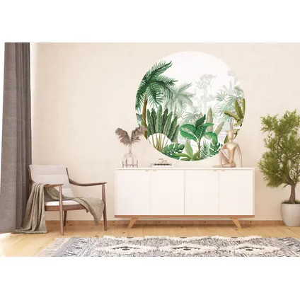 Sanders & Sanders papier peint panoramique rond adhésif feuilles tropicales vert jungle - Ø 140 cm 4