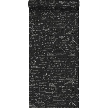ESTAhome behangpapier rekenformules mat zwart - 53 cm x 10,05 m - 128230