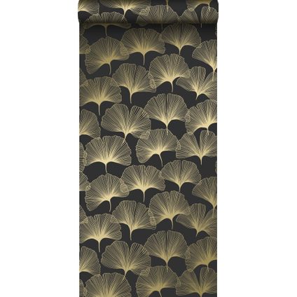 Origin Wallcoverings behang ginkgo bladeren zwart en goud - 0,53 x 10,05 m - 347734