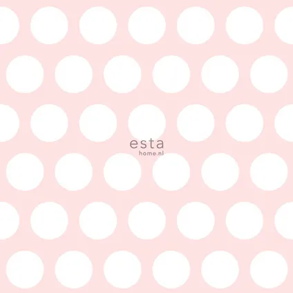 ESTAhome behang stippen wit en licht roze - 53 cm x 10,05 m - 128859 6